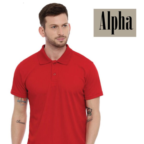 Polyester Collar Neck T-Shirt – Red Color - Alpha Label