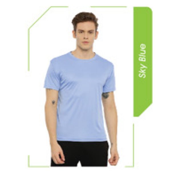 Polyester Round Neck T-Shirt - Sky Blue Color – Sportz Daily Label